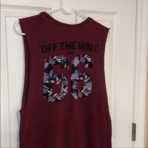 Vans Off the Wall Maroon Floral Muscle Tank Small